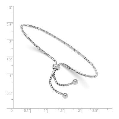 Sterling Silver CZ Bar Adjustable Bracelet – view 3