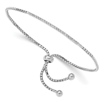 Sterling Silver CZ Bar Adjustable Bracelet