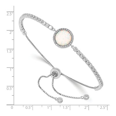 Sterling Silver Lab-Created Opal & CZ Adjustable Bracelet – view 3