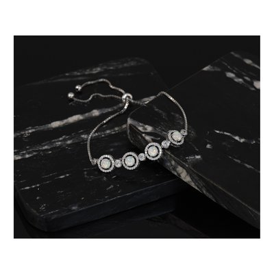 Sterling Silver Lab-Created Opal & CZ Adjustable Bracelet – view 5