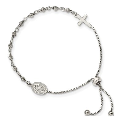 Sterling Silver Miraculous Medal Adjustable Bracelet