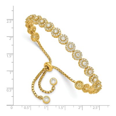 Gold-Plated Sterling Silver CZ Halo Adjustable Bracelet – view 3