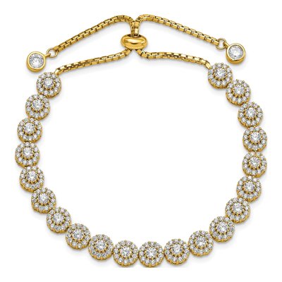 Gold-Plated Sterling Silver CZ Halo Adjustable Bracelet – view 4