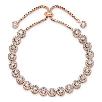 Rose Gold-Plated Sterling Silver CZ Halo Bracelet – view 4