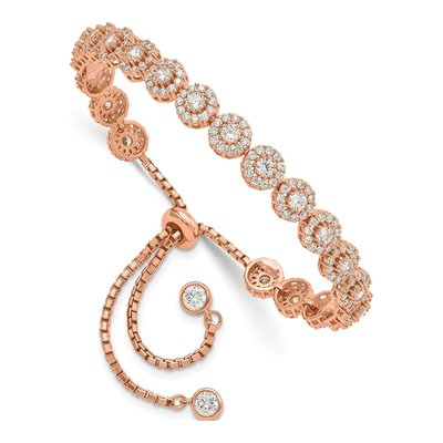 Rose Gold-Plated Sterling Silver CZ Halo Bracelet