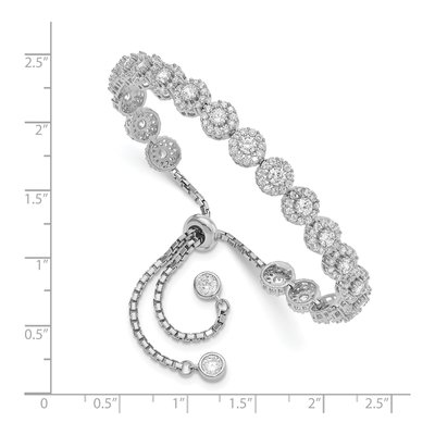 Sterling Silver CZ Halo Adjustable Bracelet – view 3