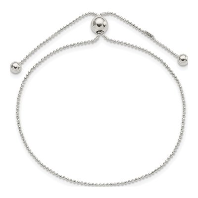 Sterling Silver Beaded Adjustable Bracelet – view 4