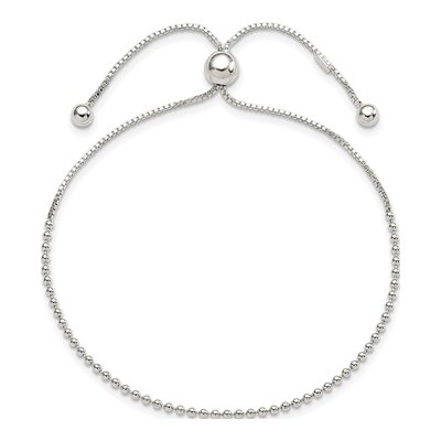 Sterling Silver Beaded Adjustable Bracelet – view 4
