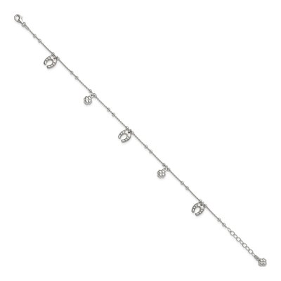 Sterling Silver Clover Horseshoe Anklet – view 3