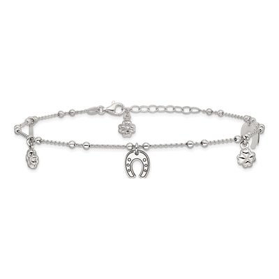 Sterling Silver Clover Horseshoe Anklet – view 4