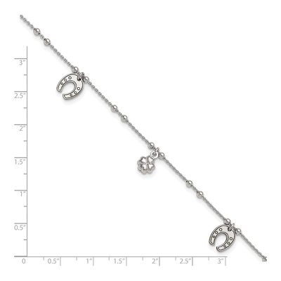 Sterling Silver Clover Horseshoe Anklet – view 5