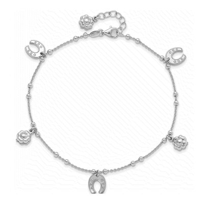 Sterling Silver Clover Horseshoe Anklet – view 6