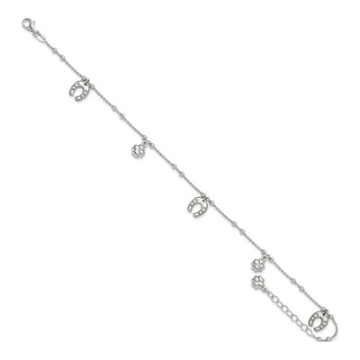 Sterling Silver Clover Horseshoe Anklet – view 8