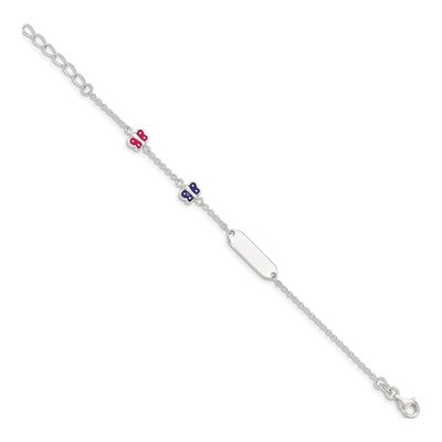 Sterling Silver Girls' Enamel Butterfly ID Bracelet – view 2