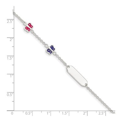 Sterling Silver Girls' Enamel Butterfly ID Bracelet – view 3