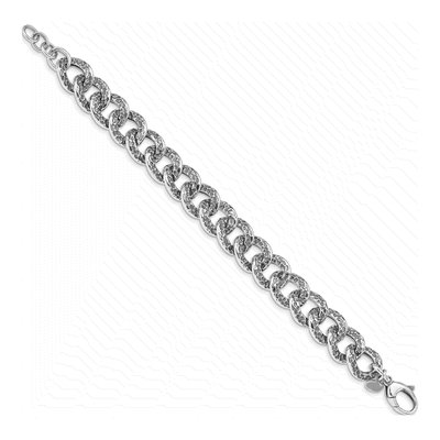 Sterling Silver 14mm Hollow Antiqued 50In Cable Chain Bracelet – view 2