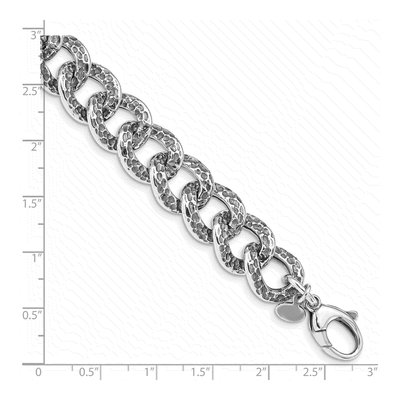 Sterling Silver 14mm Hollow Antiqued 50In Cable Chain Bracelet – view 3