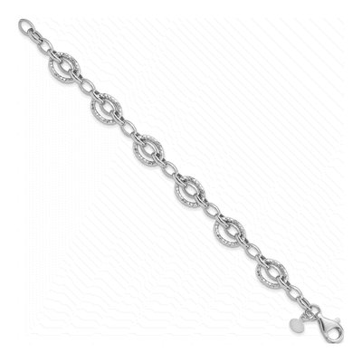 Sterling Silver 11.2mm Hollow Hammered Link Chain Bracelet – view 3