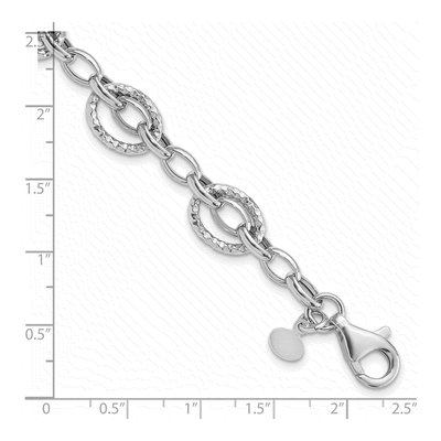 Sterling Silver 11.2mm Hollow Hammered Link Chain Bracelet – view 4