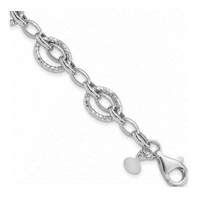 Sterling Silver 11.2mm Hollow Hammered Link Chain Bracelet