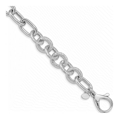 Sterling Silver 12.6mm Fancy Link Chain Bracelet