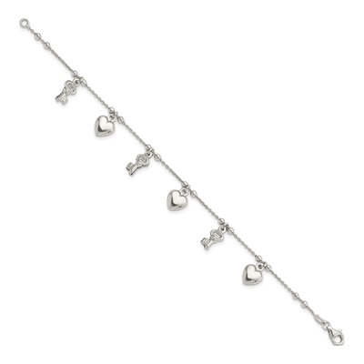 Sterling Silver Heart Key Bracelet – view 3