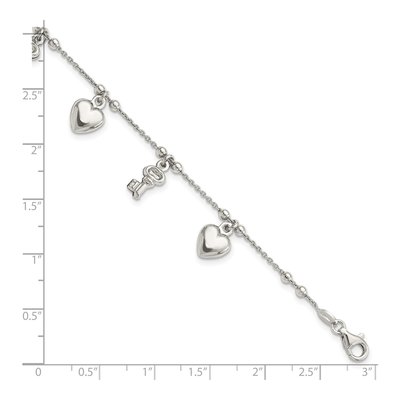 Sterling Silver Heart Key Bracelet – view 4