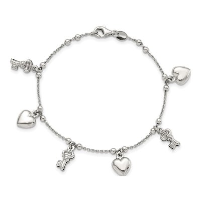 Sterling Silver Heart Key Bracelet – view 5