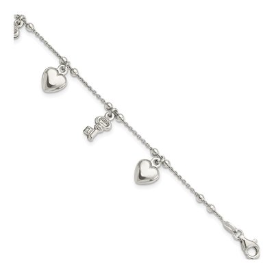 Sterling Silver Heart Key Bracelet