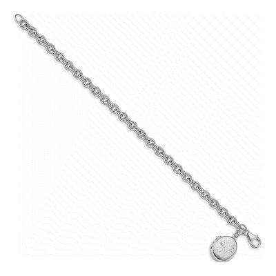 Sterling Silver Textured Oval Locket Bracelet – view 3