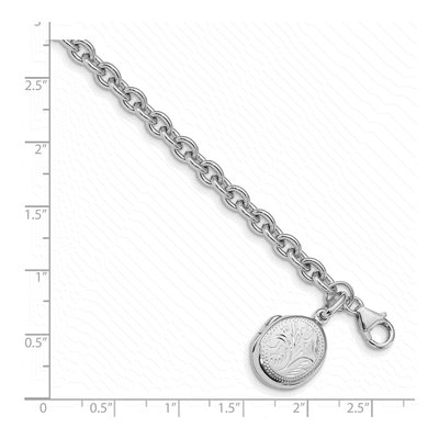 Sterling Silver Textured Oval Locket Bracelet – view 4