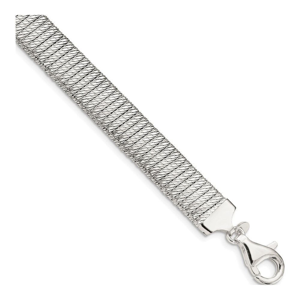 Sterling Silver 10mm Cubetto Fancy Link Chain Bracelet