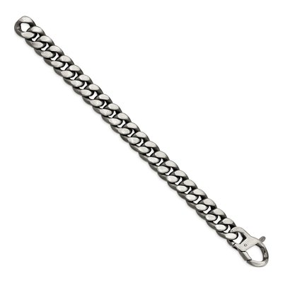 Men's Sterling Silver 12.75mm Semi-Solid Curb Fancy Link Chain Bracelet – view 3