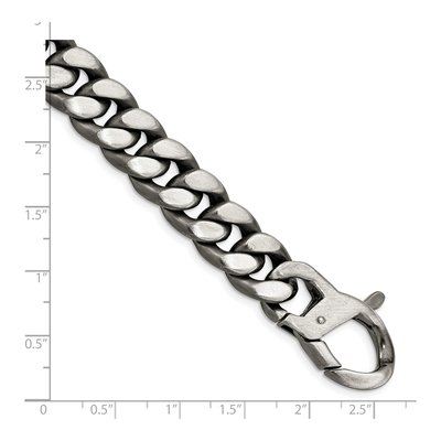 Men's Sterling Silver 12.75mm Semi-Solid Curb Fancy Link Chain Bracelet – view 4