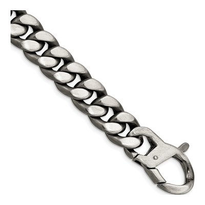 Men's Sterling Silver 12.75mm Semi-Solid Curb Fancy Link Chain Bracelet