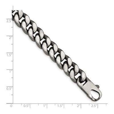 Men's Sterling Silver 10.75mm Semi-Solid Ruthenium Curb Fancy Link Chain Bracelet – view 4