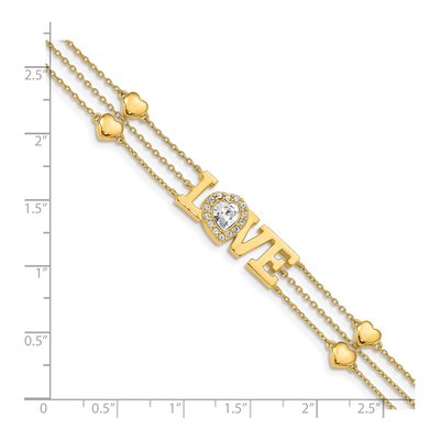 Gold-Plated Sterling Silver Crystal LOVE Bracelet – view 3