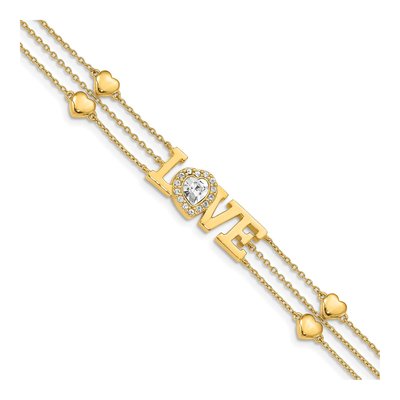 Gold-Plated Sterling Silver Crystal LOVE Bracelet