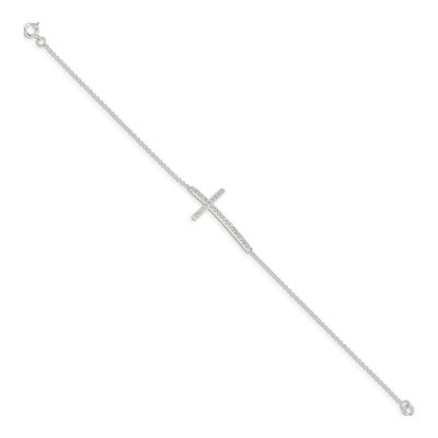 Sterling Silver CZ Cross Bracelet – view 3