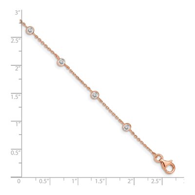 Rose Gold-Plated Sterling Silver CZ Heart Bracelet – view 4