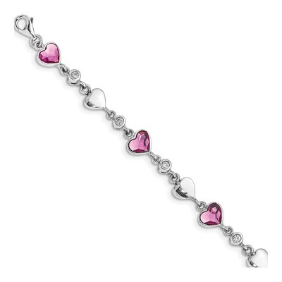 Sterling Silver Crystal Heart Bracelet