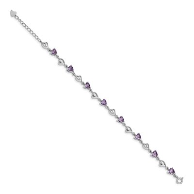 Sterling Silver Amethyst Heart Bracelet – view 3