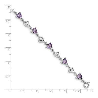 Sterling Silver Amethyst Heart Bracelet – view 4