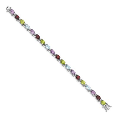 Sterling Silver Amethyst & Garnet Multi-Gemstone Oval Bracelet – view 2