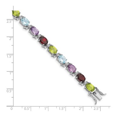 Sterling Silver Amethyst & Garnet Multi-Gemstone Oval Bracelet – view 3
