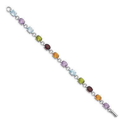 Sterling Silver Amethyst & Garnet Multi-Gemstone Oval Bracelet – view 2