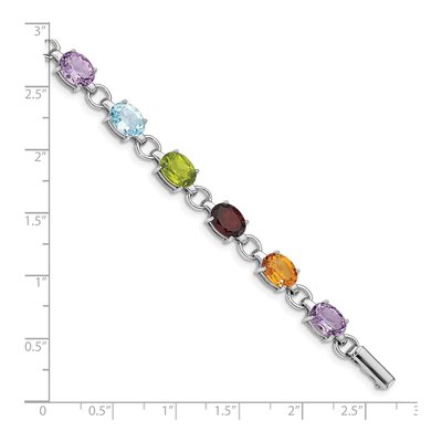 Sterling Silver Amethyst & Garnet Multi-Gemstone Oval Bracelet – view 3