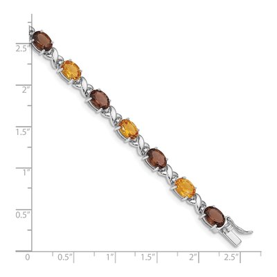 Sterling Silver Citrine & Smoky Quartz Multi-Gem Bracelet – view 3