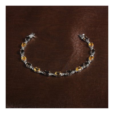 Sterling Silver Citrine & Smoky Quartz Multi-Gem Bracelet – view 4