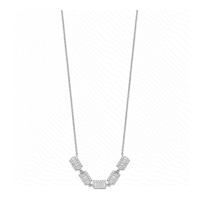 Sterling Silver CZ Baguette Bar Necklace – view 3